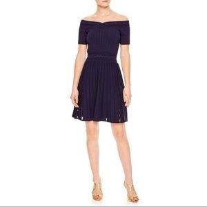 Sandro Lottie Off-the-Shoulder Fit Flare Dress M